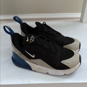 Nike Air Max 270 Kids Toddler Black and Blue Sneakers 10c